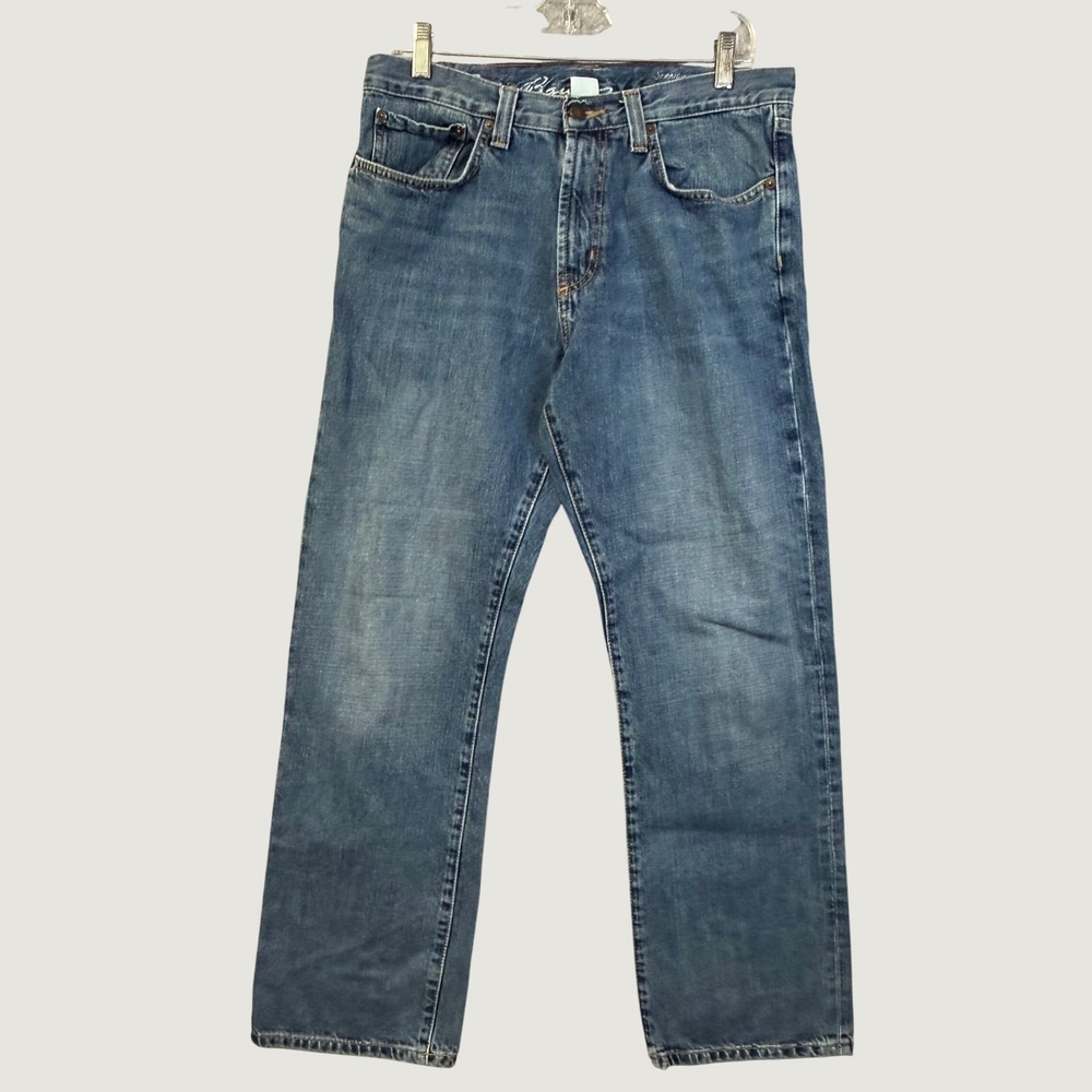 Eddie Bauer Mens Straight Leg Jeans Medium Wash Blue Denim 32x29 Classic Fit